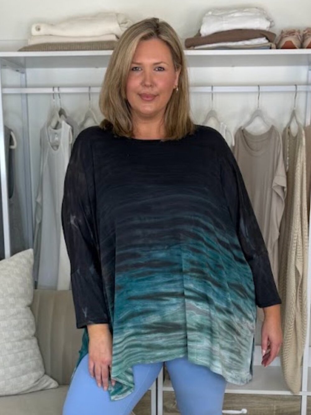 River + Sky Long Sleeve Tye Die Tunic